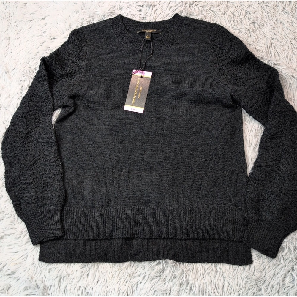 Christian Siriano Sweater Womens S Black Casual Comfort Preppy Soft New
